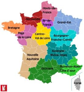 Frankreich Karte mit neuen Regionen